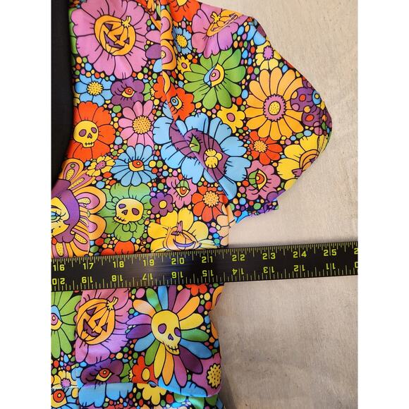 Floral Multicolor Dress with Black Collar - Picture 10 of 12